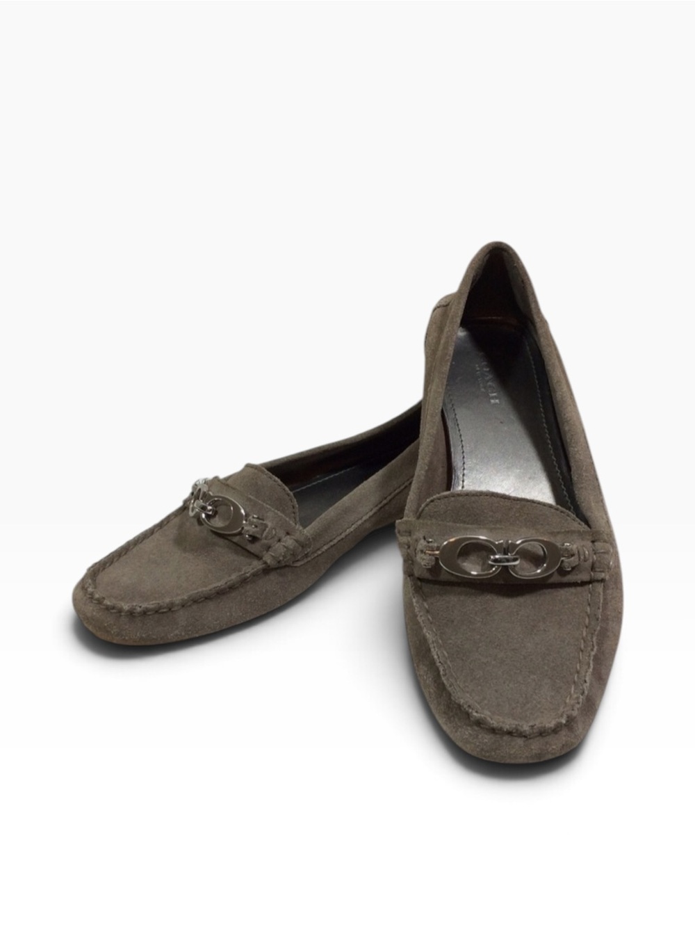 COACH Fortunata Suede Leather Loafers Flats Driver Shoes Women's Size 6.5 Gray